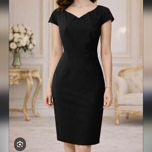 Club Monaco black cap sleeve midi dress size 2